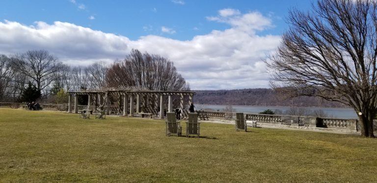 Wave Hill grounds overlooking the Hudson River and New Jersey.